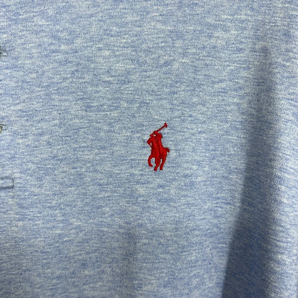 Polo Ralph Lauren Mens XL Classic Fit Blue Heathered Cotton Polo Shirt‎ Red Pony